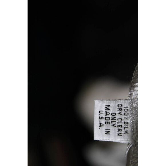 Ellelauri Women's Scoop Neck Spaghetti Straps Silk Blouse Silver Size L - Picture 5 of 5